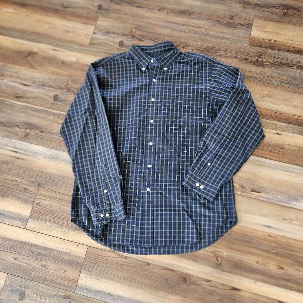Ralph Lauren Navy and Green Plaid Shirt